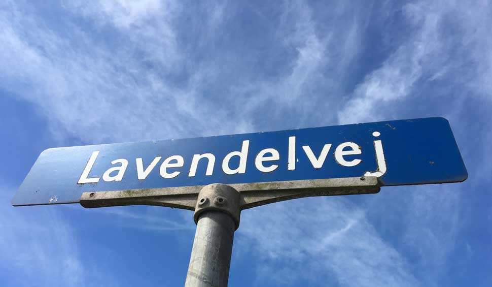 Lavendelvej vejskilt